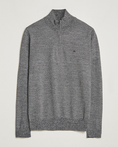 Mies |  | J.Lindeberg | Kiyan Quarter Zip Wool Sweater Black Melange