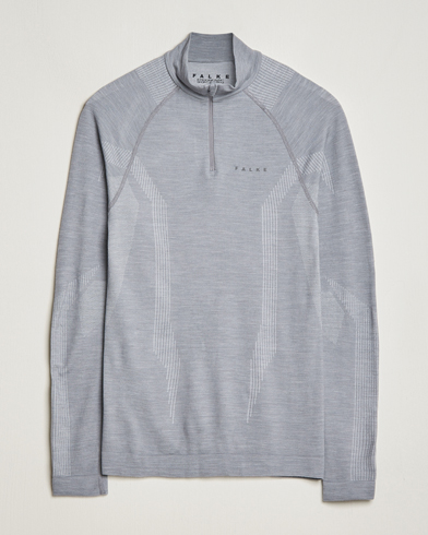 Mies |  | Falke Sport | Falke Long Sleeve Wool Tech half Zip Shirt Grey Heather
