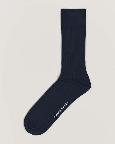 Mies |  | A Day's March | Ribbed Cotton Socks Navy