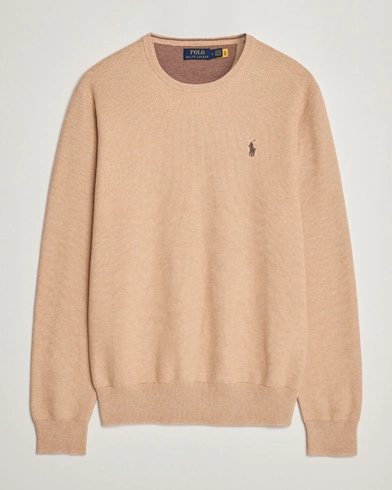 Mies |  | Polo Ralph Lauren | Textured Cotton Crew Neck Sweater Camel Melange