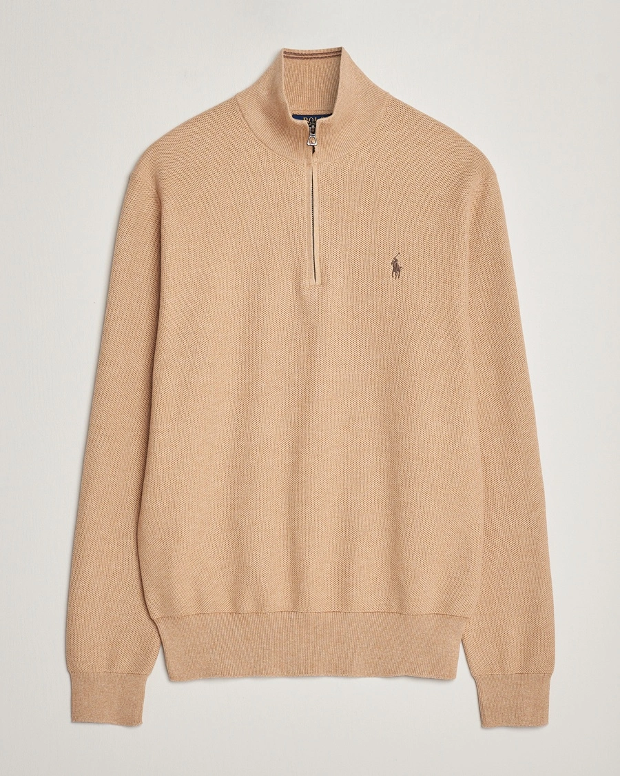 Polo Ralph Lauren Textured Half Zip Camel Melange – Beige