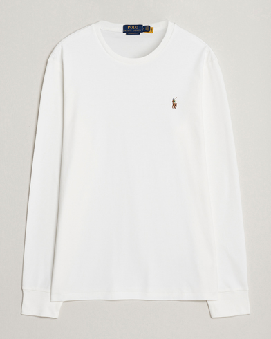 Mies | T-paidat | Polo Ralph Lauren | Luxury Pima Cotton Long Sleeve T-Shirt White