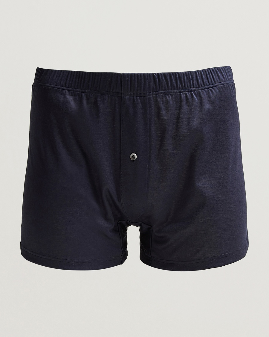 Zimmerli of Switzerland Sea Island Cotton Boxer Shorts Navy – Sininen