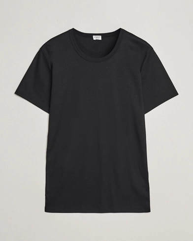Mies |  | Zimmerli of Switzerland | Mercerized Cotton Crew Neck T-Shirt Black