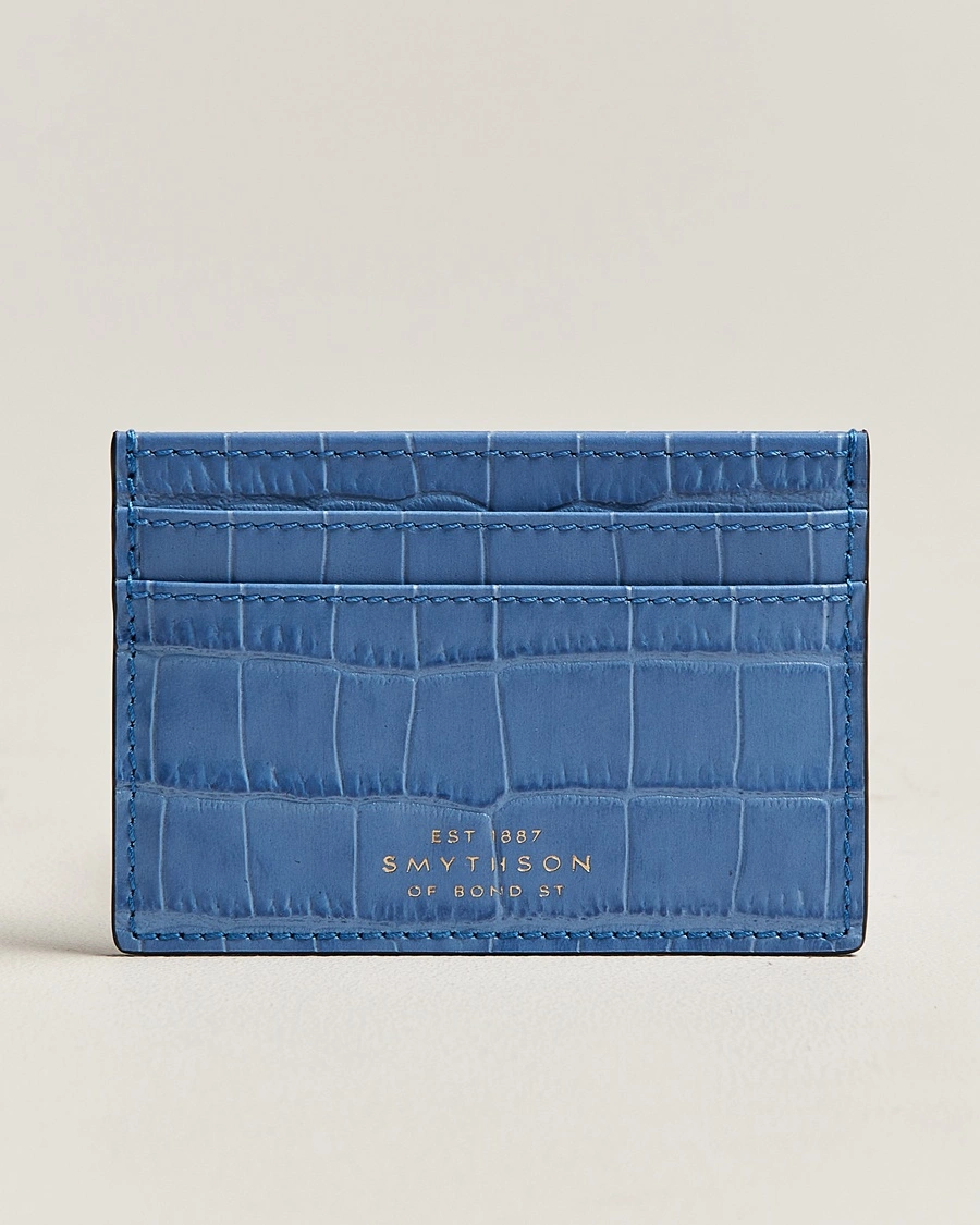 Smythson Mara Flat Cardholder Nile Blue – Sininen