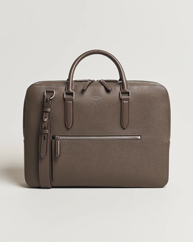Mies |  | Smythson | Ludlow Large Briefcase with Zip Front Dark Taupe