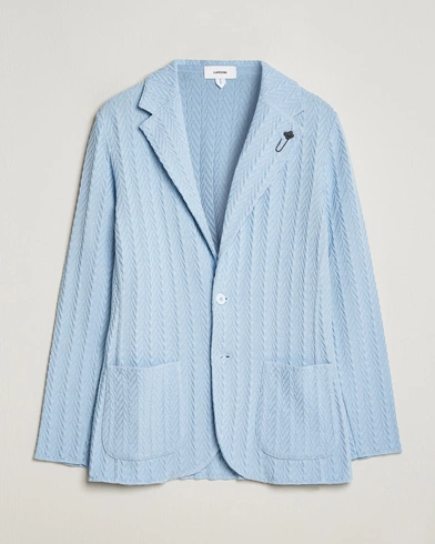 Mies | Pikkutakit | Lardini | Knitted Structure Cotton Blazer Light Blue