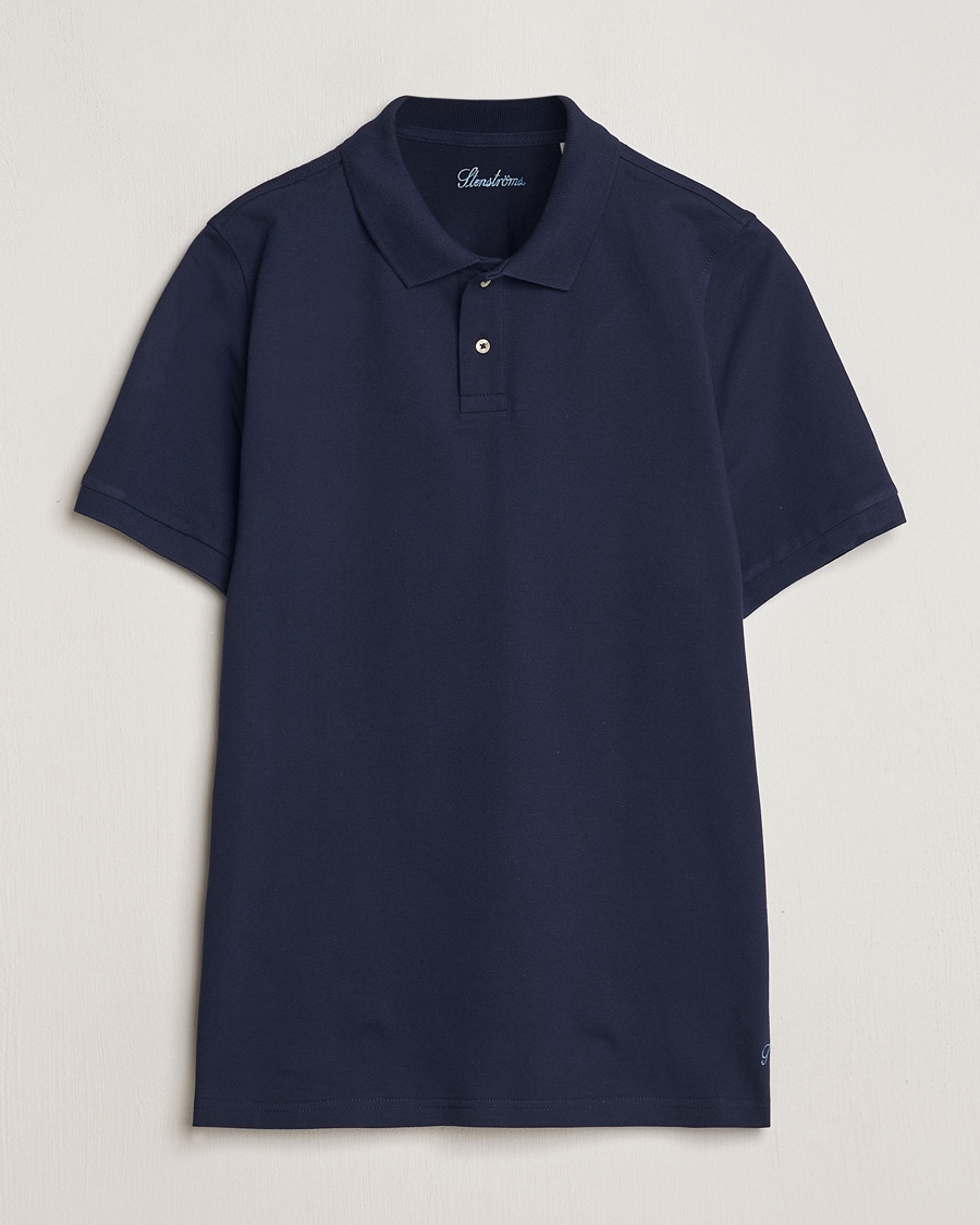Stenströms Organic Cotton Piquet Polo Shirt Navy – Sininen