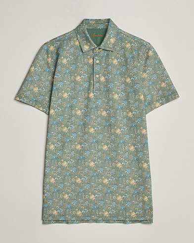 Mies | Vaatteet | Stenströms | Cotton Pique Paisley Printed Polo Shirt Green