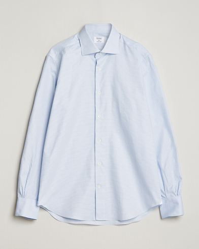 Mies |  | Mazzarelli | Soft Cotton Cut Away Shirt Light Blue