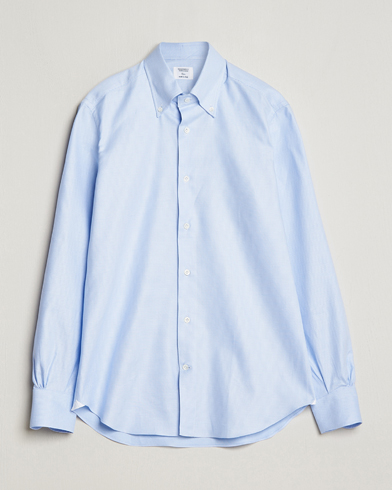 Mies |  | Mazzarelli | Soft Cotton Texture Button Down Shirt Light Blue