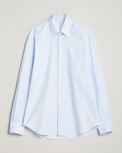 Mies |  | Mazzarelli | Soft Oxford Button Down Shirt Light Blue Stripe