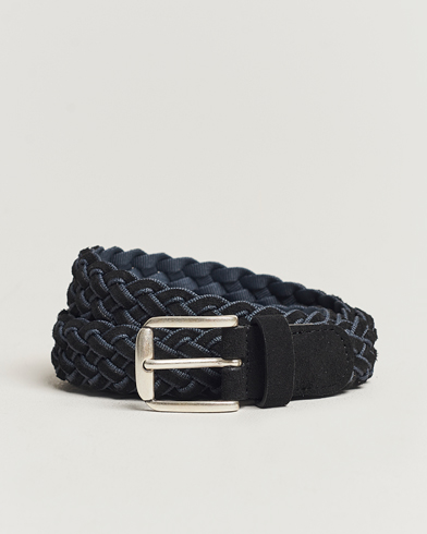 Mies | Vyöt | Anderson's | Woven Suede Mix Belt 3 cm Navy