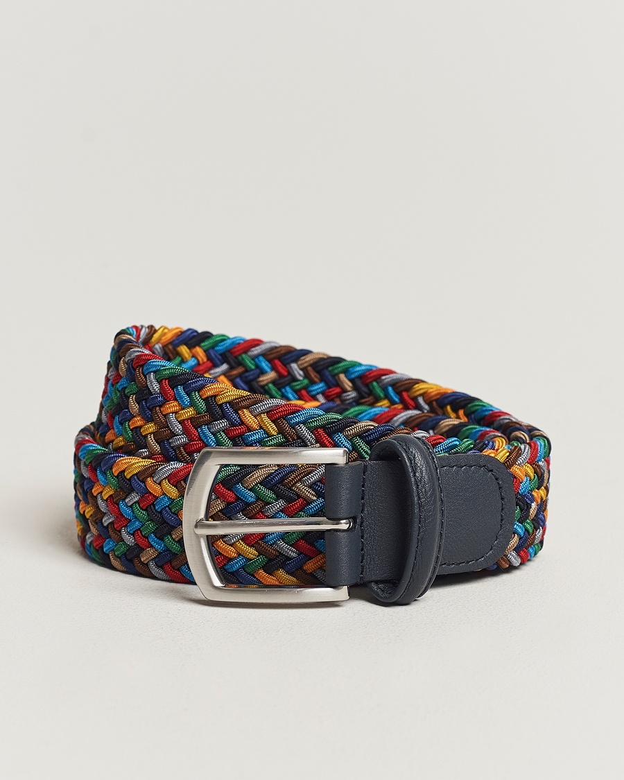 Anderson's Stretch Woven 3,5 cm Belt Dark Multi – Monivärinen