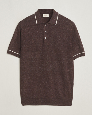 Mies | Italian Department | Altea | Linen/Cashmere Contrast Polo Dark Brown