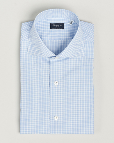 Mies |  | Finamore Napoli | Milano Slim Checked Dress Shirt Light Blue