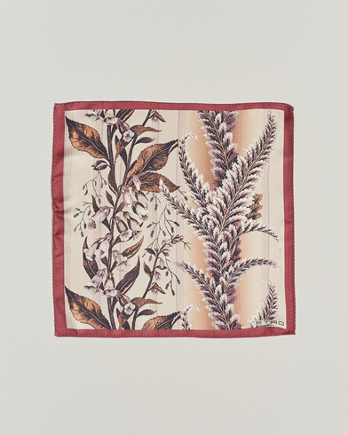 Mies |  | Etro | Printed Silk Pocket Square Beige/Burgundy