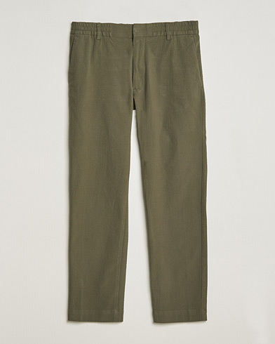 Mies | Kurenauhahousut | NN07 | Billie Seersucker Drawstring Trousers Capers Green