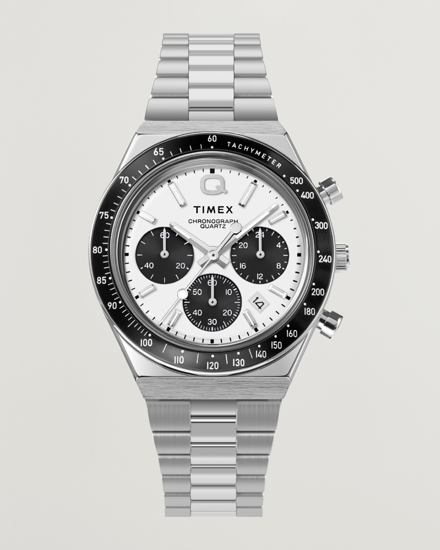 Timex Q Chronograph 40mm White Dial – Valkoinen