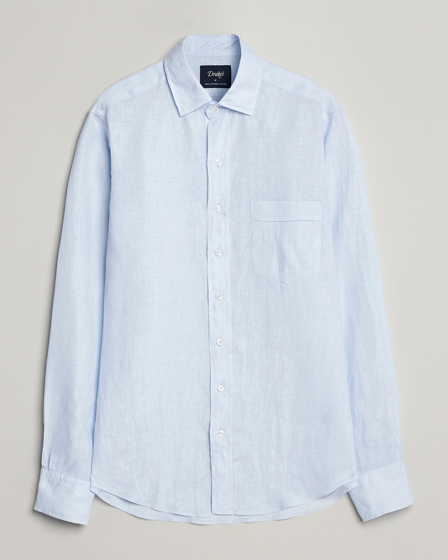 Drake's Linen Summer Shirt Sky Blue – Sininen