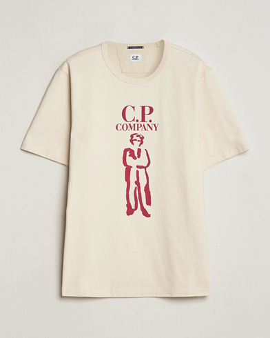 Mies |  | C.P. Company | Mercerized Heavy Cotton Logo T-Shirt Ecru