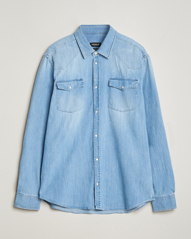 Mies |  | Dondup | Slim Fit Pocket Denim Shirt Light Blue