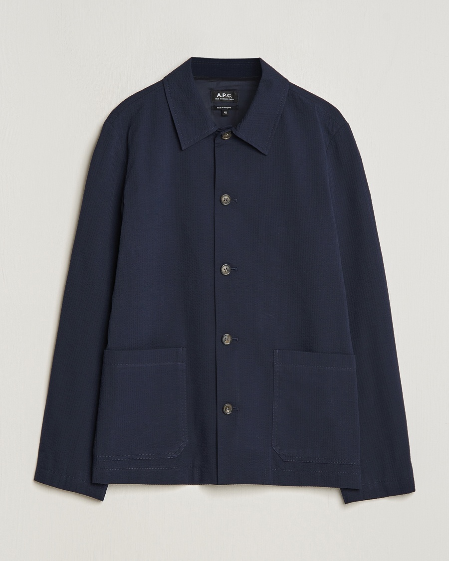 A.P.C. Brest Seersucker Overshirt Dark Navy – Sininen