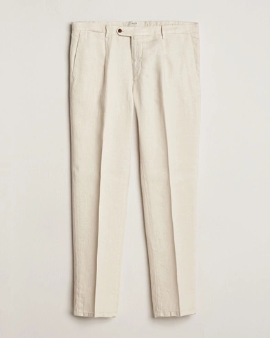  Pleated Linen Trousers Beige