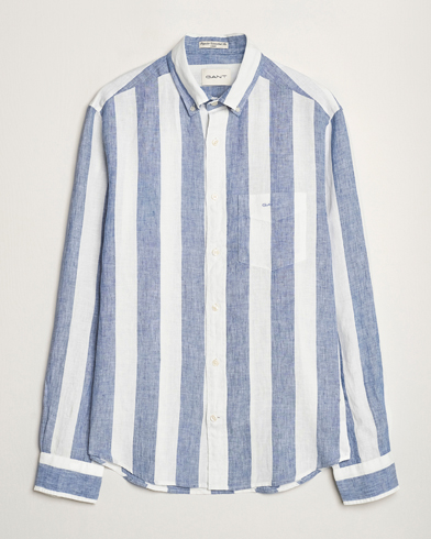  Regular Fit Bold Stripe Linen Shirt Blue/White