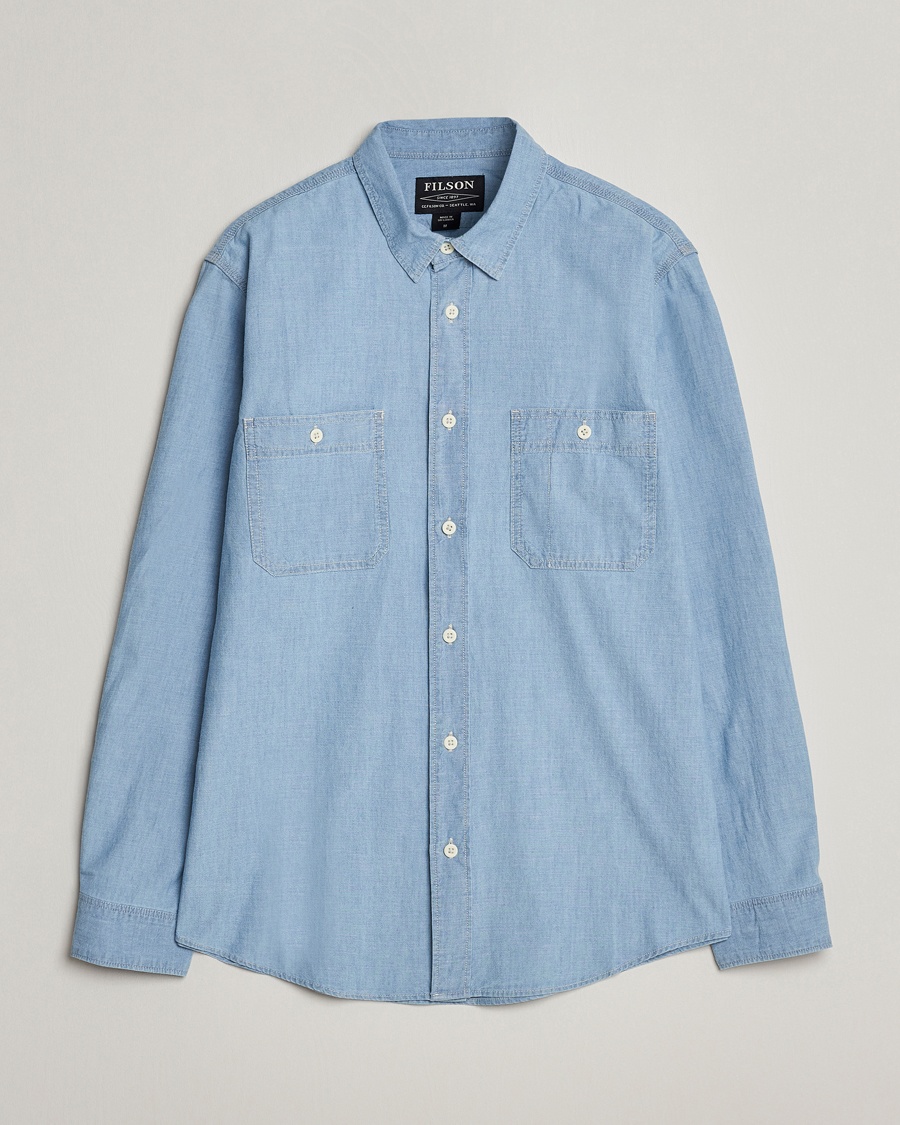 Filson Chambray CPO Shirt Light Indigo – Sininen