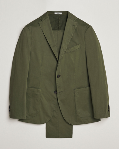 Mies | Puvut | Boglioli | K Jacket Cotton Satin Suit Forest Green