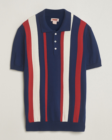 Mies |  | Baracuta | Stripe Knitted Short Sleeve Polo Navy