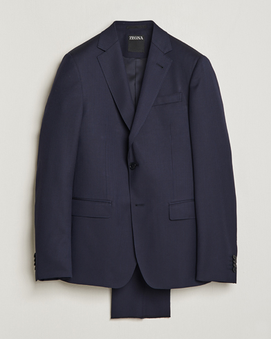 Mies | Puvut | Zegna | Tailored Wool Striped Suit Navy