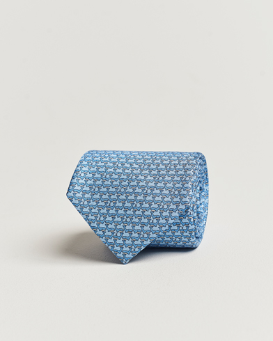 Mies |  | Zegna | Animal Print Silk Tie Light Blue