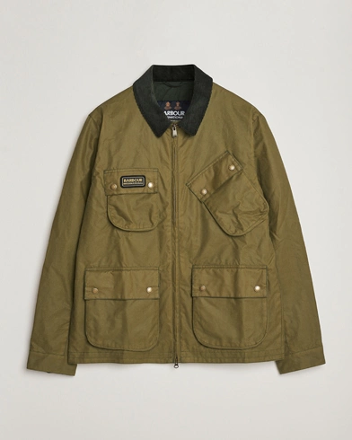 Mies |  | Barbour International | Sefton Waxed Jacket Olive Branch
