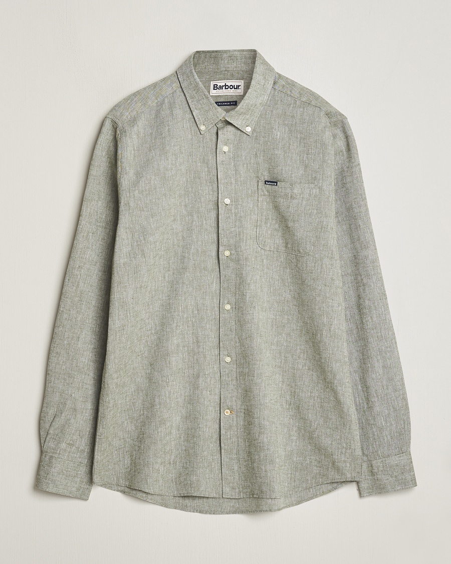 Barbour Lifestyle Nelson Linen/Cotton Shirt Bleached Olive – Vihreä