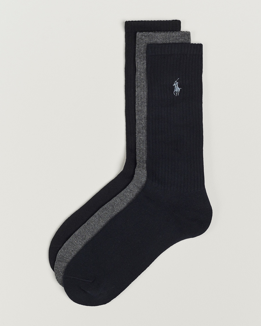 Polo Ralph Lauren 3-Pack Crew Sock Navy/Charcoal/Black – Harmaa