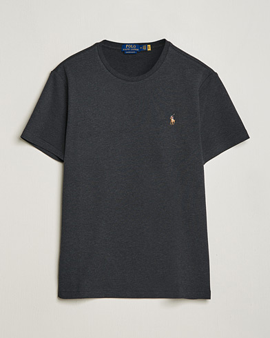 Mies | T-paidat | Polo Ralph Lauren | Luxury Pima Cotton Crew Neck T-Shirt Black Heather