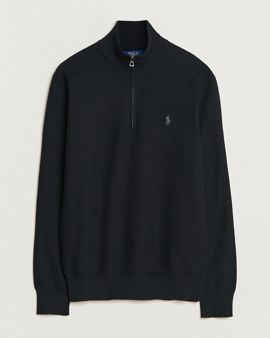 Polo Ralph Lauren Textured Half Zip Polo Black – Musta