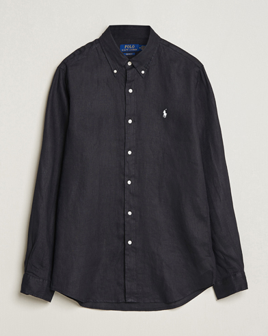 Mies |  | Polo Ralph Lauren | Custom Fit Linen Button Down Polo Black