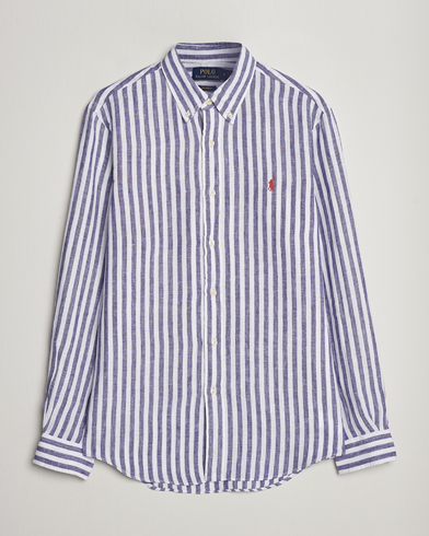 Mies |  | Polo Ralph Lauren | Custom Fit Striped Linen Shirt Blue/White