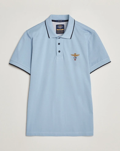Mies |  | Aeronautica Militare | Garment Dyed Cotton Polo Glacier Blue