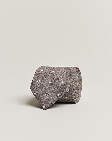 Mies |  | Amanda Christensen | Cotton/Silk/Linen Printed Flower 8cm Tie Brown