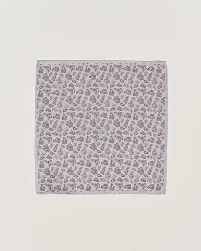 Mies | Taskuliinat | Amanda Christensen | Silk Oxford Printed Paisley Pocket Square Light Grey