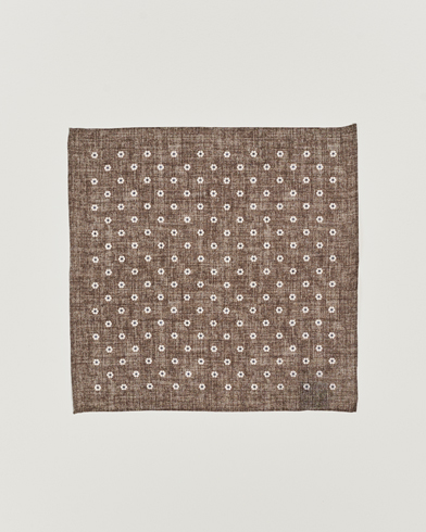 Mies | Taskuliinat | Amanda Christensen | Linen Printed Flower Pocket Square Beige