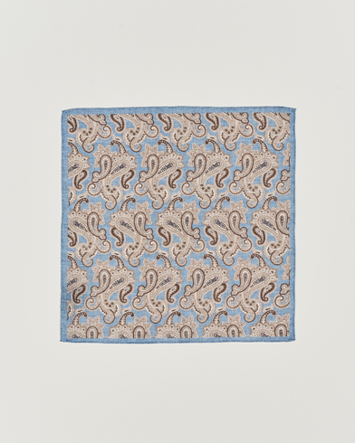 Mies | Taskuliinat | Amanda Christensen | Linen Printed Large Paisley Pocket Square Blue
