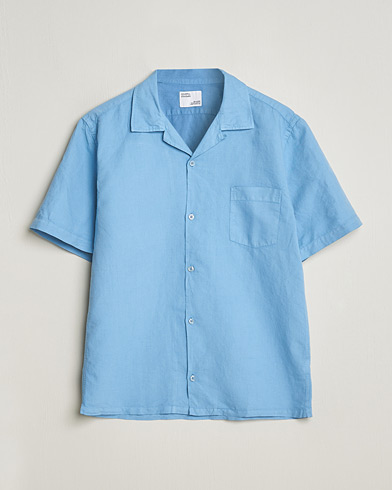  Cotton/Linen Short Sleeve Shirt Seaside Blue