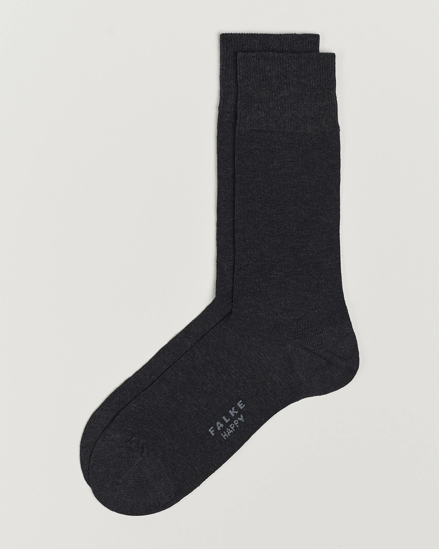 Falke Happy 2-Pack Cotton Socks Anthracite Melange – Harmaa
