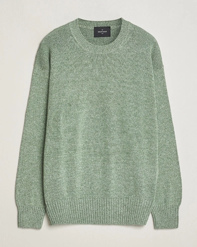 Mies |  | Gran Sasso | Cotton Heavy Knitted Crew Neck Green Melange