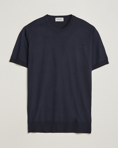 Mies |  | John Smedley | Hilcote Wool/Sea Island Cotton T-Shirt Navy